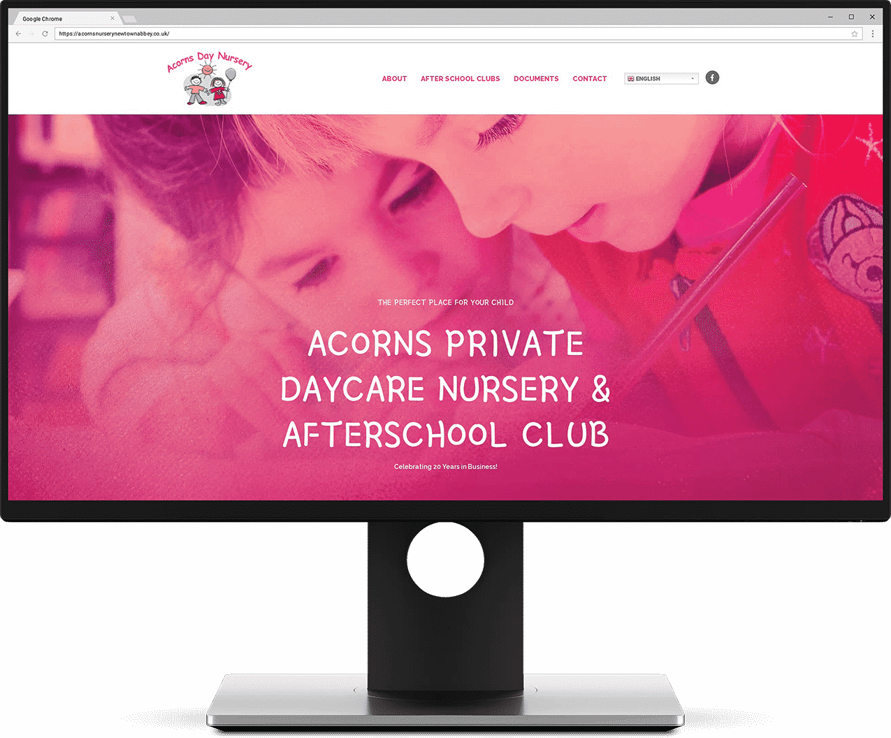 acorns day nursery - desktop web design