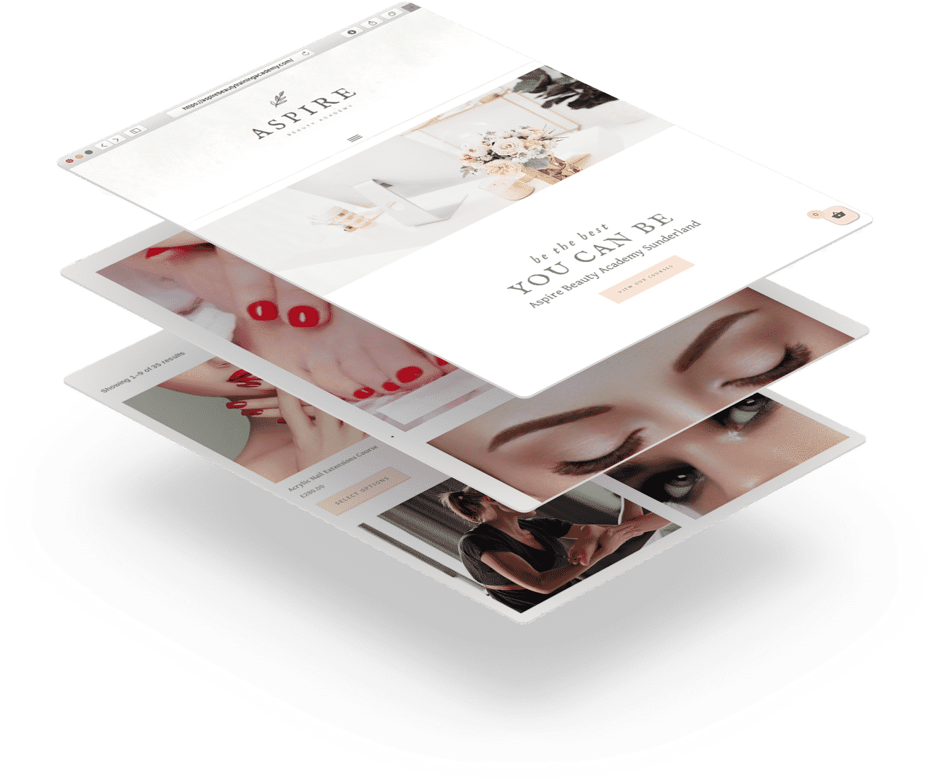 Aspire Beauty Academy - Multiple Screenshots of Web Design